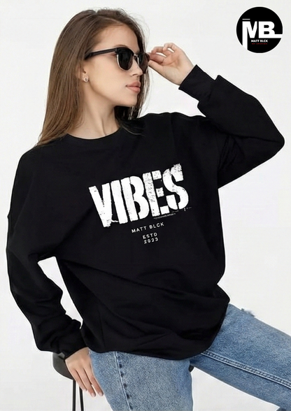Black Premium Heavyweight 100% Cotton Unisex "Vibes" Sweatshirt