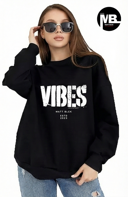Black Premium Heavyweight 100% Cotton Unisex "Vibes" Sweatshirt
