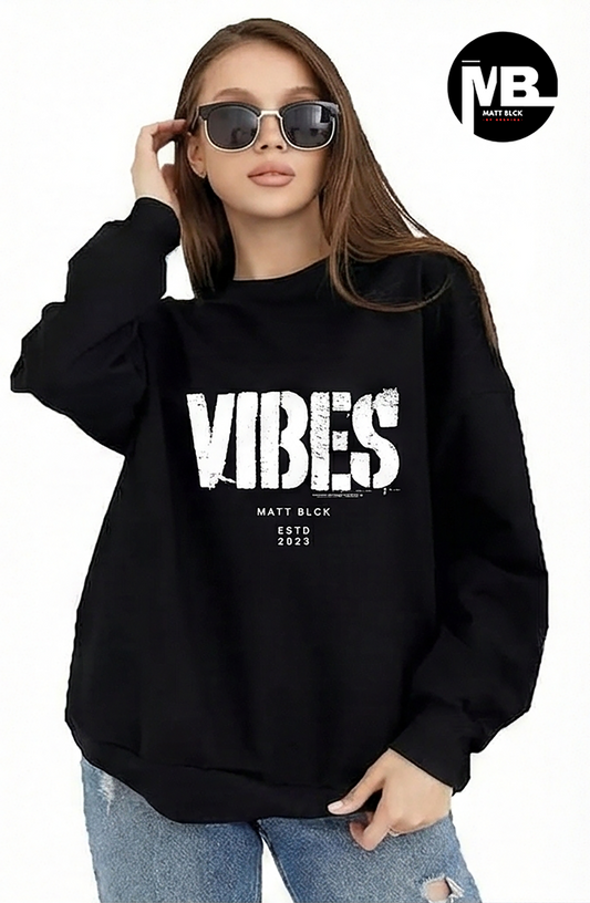 Black Premium Heavyweight 100% Cotton Unisex "Vibes" Sweatshirt