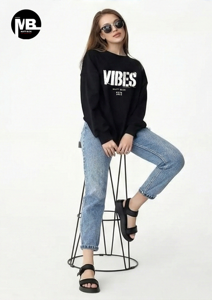 Black Premium Heavyweight 100% Cotton Unisex "Vibes" Sweatshirt