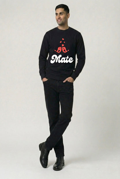 Black Premium Heavyweight 100% Cotton "Soul - Mate Printed" Sweatshirt