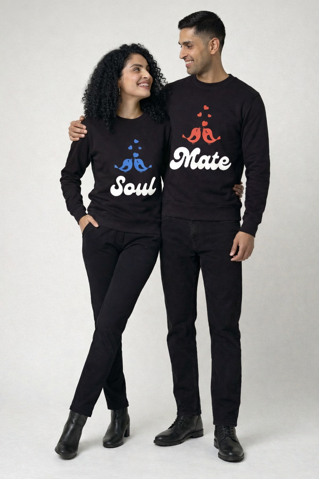 Black Premium Heavyweight 100% Cotton "Soul - Mate Printed" Sweatshirt