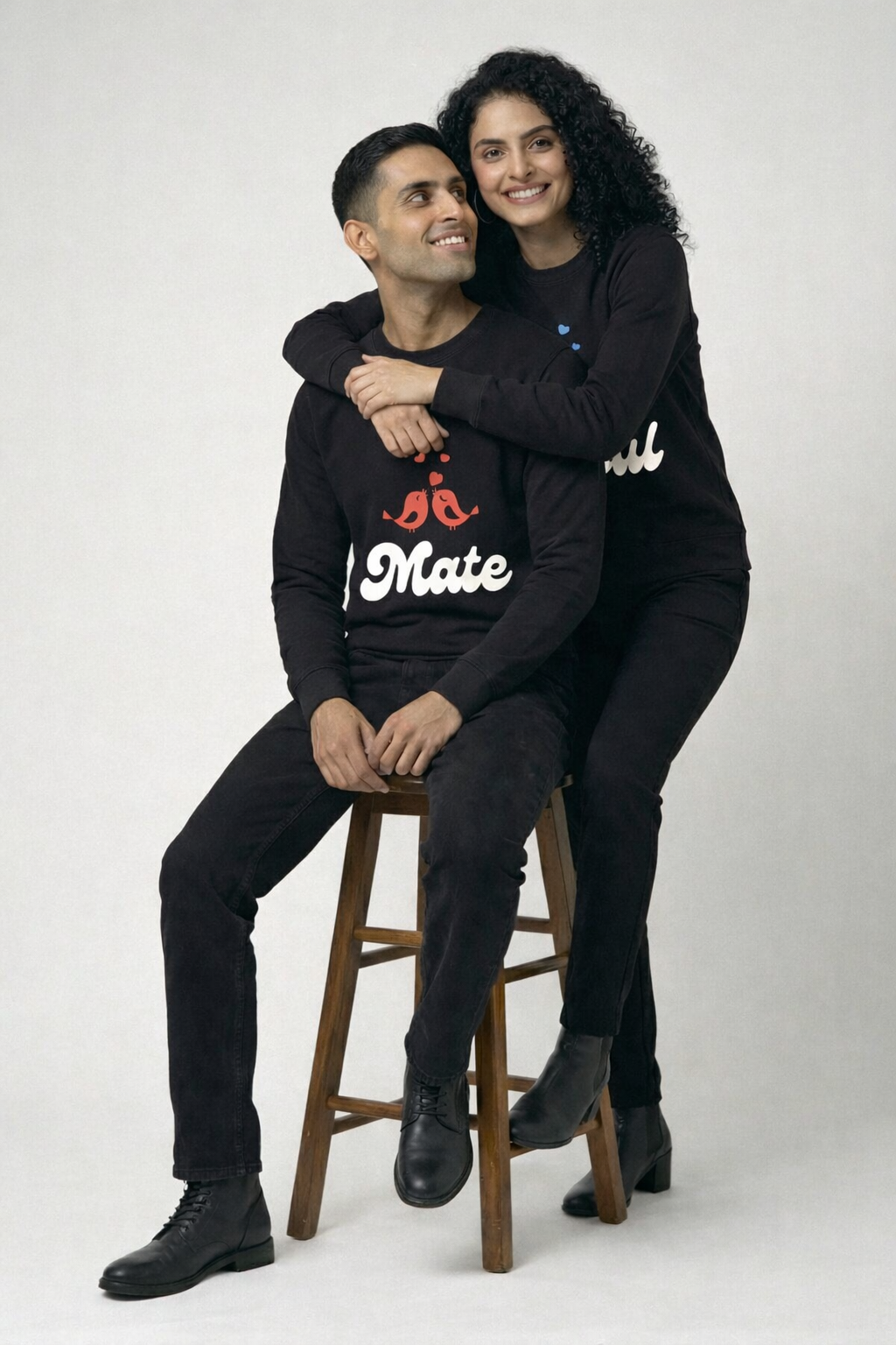 Black Premium Heavyweight 100% Cotton "Soul - Mate Printed" Sweatshirt