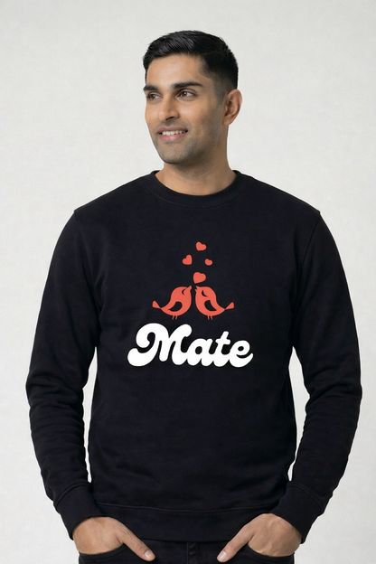 Black Premium Heavyweight 100% Cotton "Soul - Mate Printed" Sweatshirt